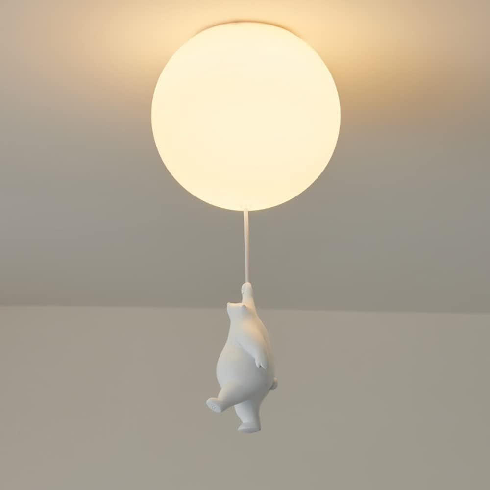 Lampa sufitowa dziecięca, biały klosz akrylowy, lampa wisząca do pokoju dziecięcego, motyw misia, oświetlenie wewnętrzne, żyrandol, lampa wisząca, lam