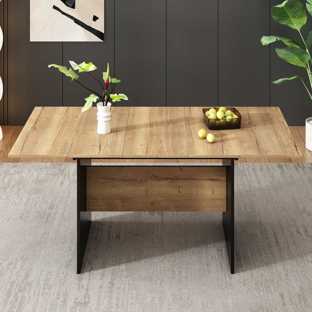 Rozkładany stół jadalny 140-180 cm dla 4-6 osób, elegancki drewniany blat i solidna rama, nowoczesny design
