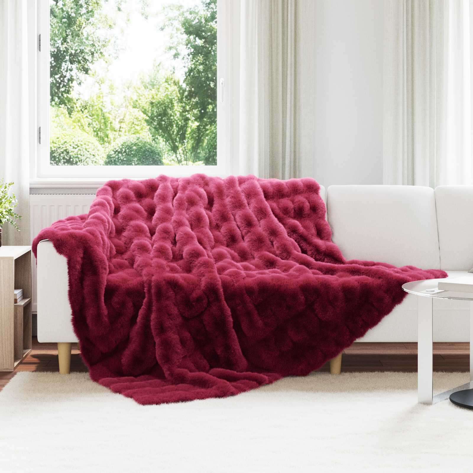 Koc antypoślizgowy z sztucznego futra królika Olite 4 pcs vidaXL