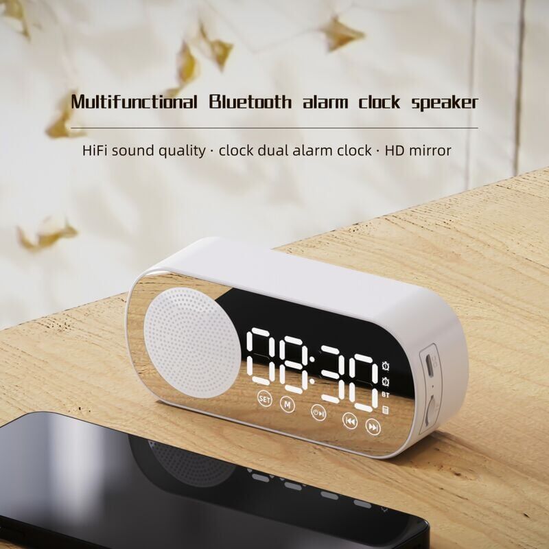 Budzik 2 w 1 i głośnik Bluetooth z ekranem LED, inteligentny radiobudzik audio Bluetooth do sypialni