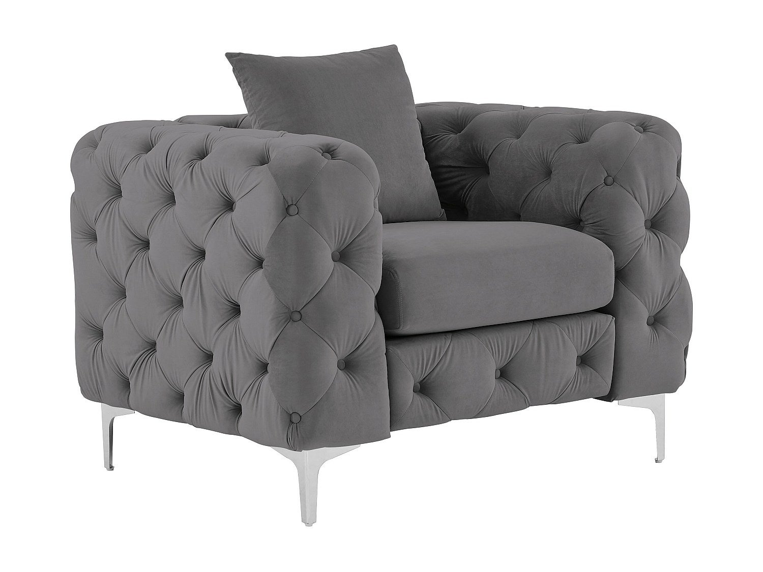 Fotel Chesterfield z weluru antracytowy – EDWINA