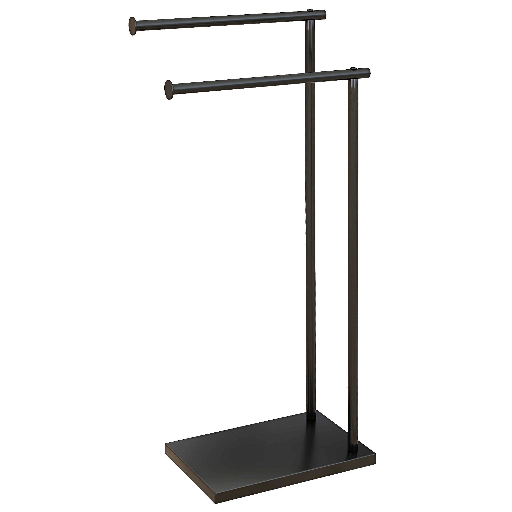 Wolnostojący wieszak na ręczniki z 2 drążkami i metalową ramą, nowoczesny wieszak na ręczniki łazienkowe w kształcie litery L, 35,5 x 20 x 78 cm, czar