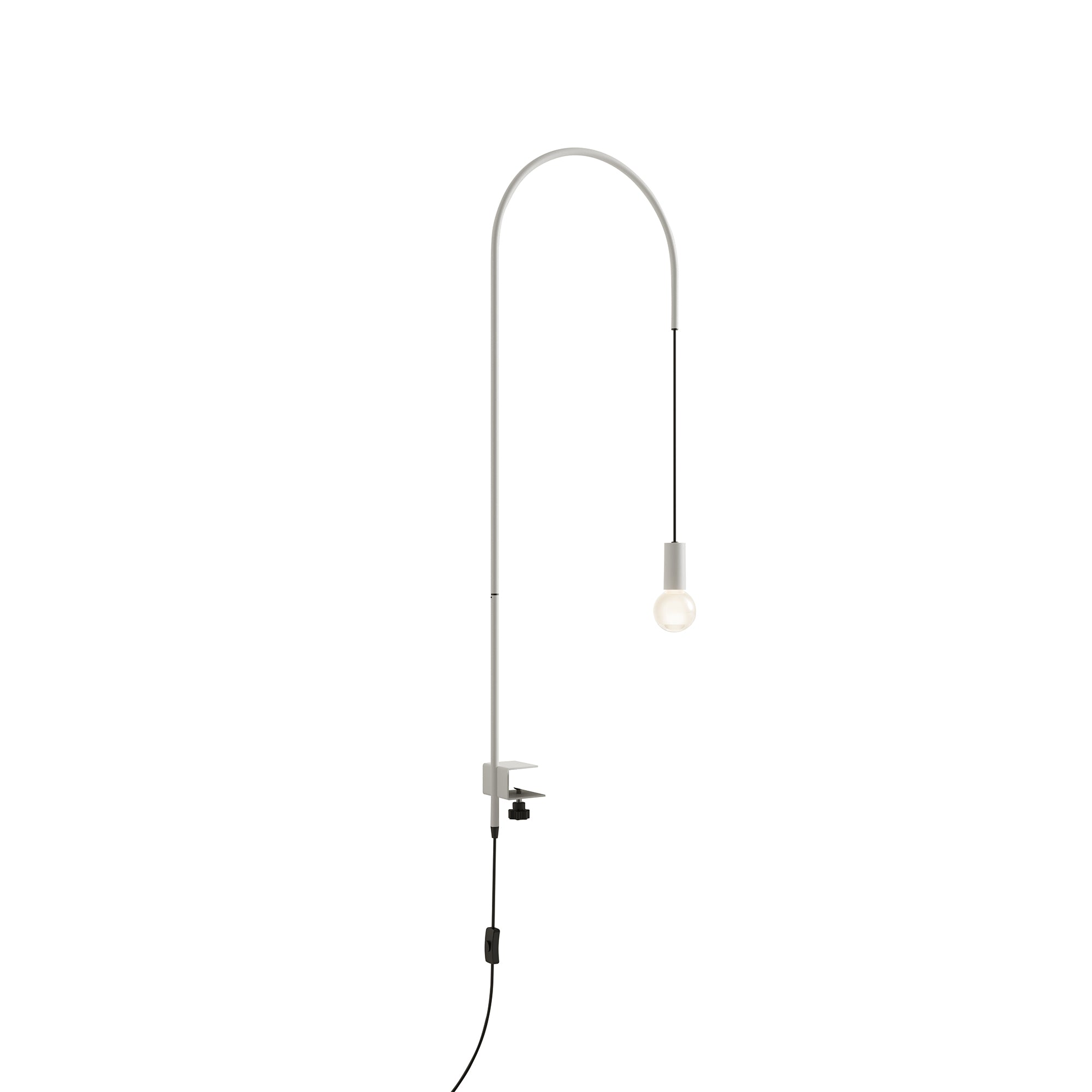 Zafferano - Lampa stołowa z drutu z zaciskiem, obrotowa 200°, wys 152 cm, malowany metal, żarówka E27 maks 60 W w zestawie - biała