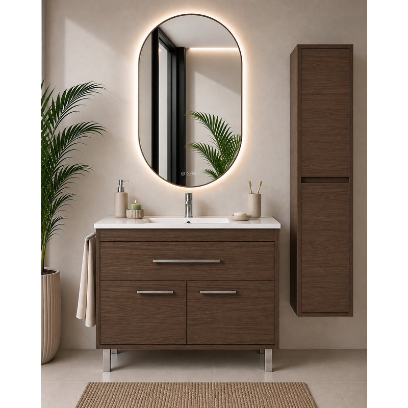 Szafka łazienkowa z umywalką ORIGENBATH BAHIA bez lustra 100x45 cm jesion tea z kolumną