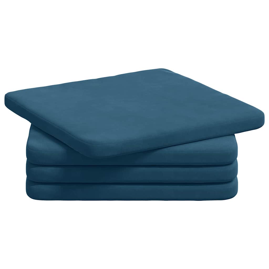 Poduszki na siedziska 4 pcs Niebieski 40 x 40 x 3 cm Aksamit