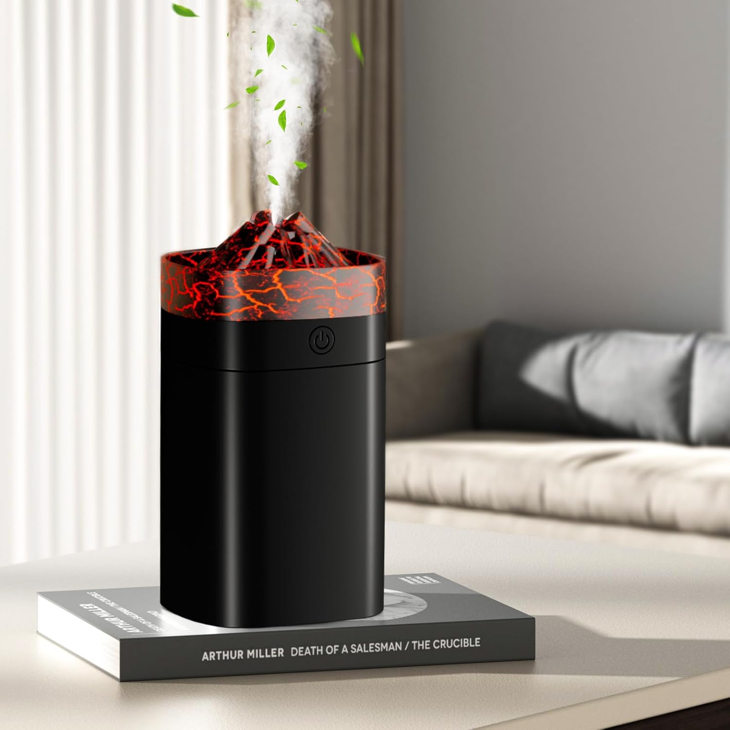 Miniaturowy, przenośny nawilżacz powietrza USB, 400 ml, odpowiedni do sypialni, samochodu i użytku wewnątrz pomieszczeń (1 sztuka, czarne pęknięcia).