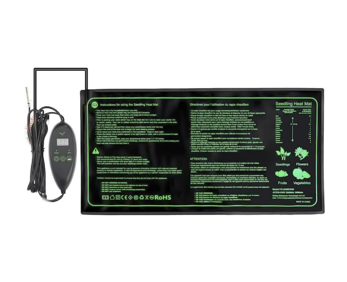 Mata grzewcza dla roślin 50 x 25 cm, 230 V, mata grzewcza dla gadów, mata dla zwierząt płazów, bezpieczna i trwała, ciepła mata do legowiska