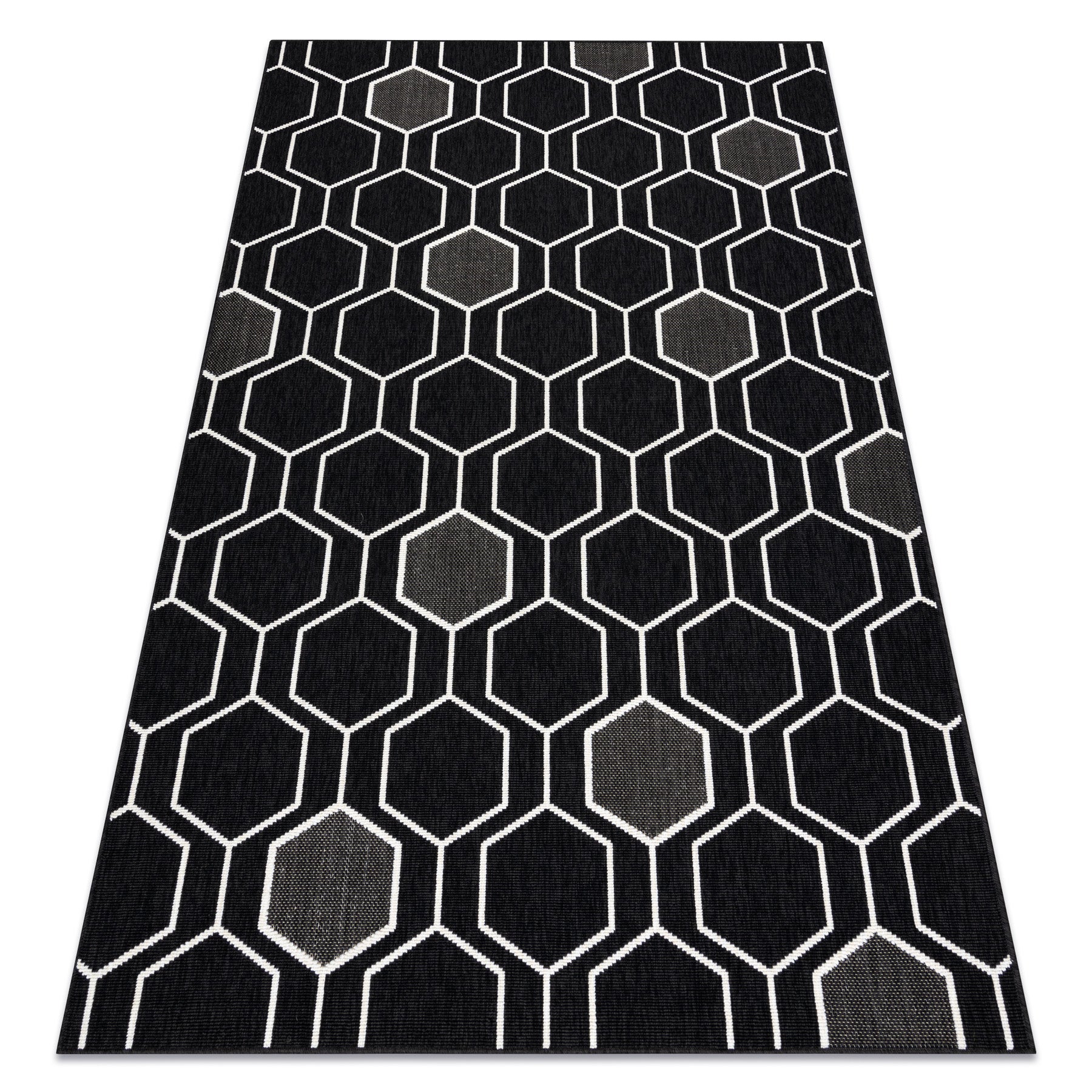 Dywan SPRING 20404993 Hexagon sznurkowy, pętelkowy - czarny 200x290 cm