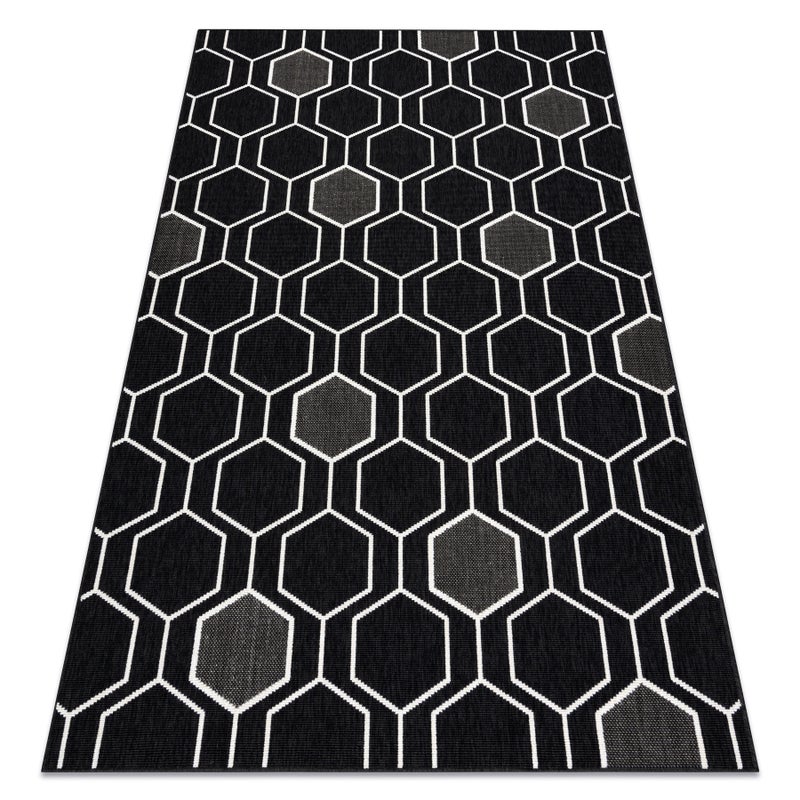 Dywan SPRING 20404993 Hexagon sznurkowy, pętelkowy - czarny 200x290 cm