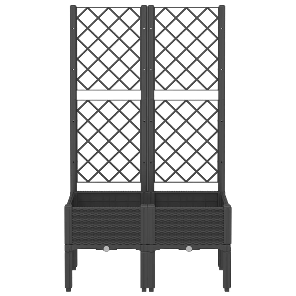 Donica ogrodowa z kratką, czarna, 80x40x142 cm, PP