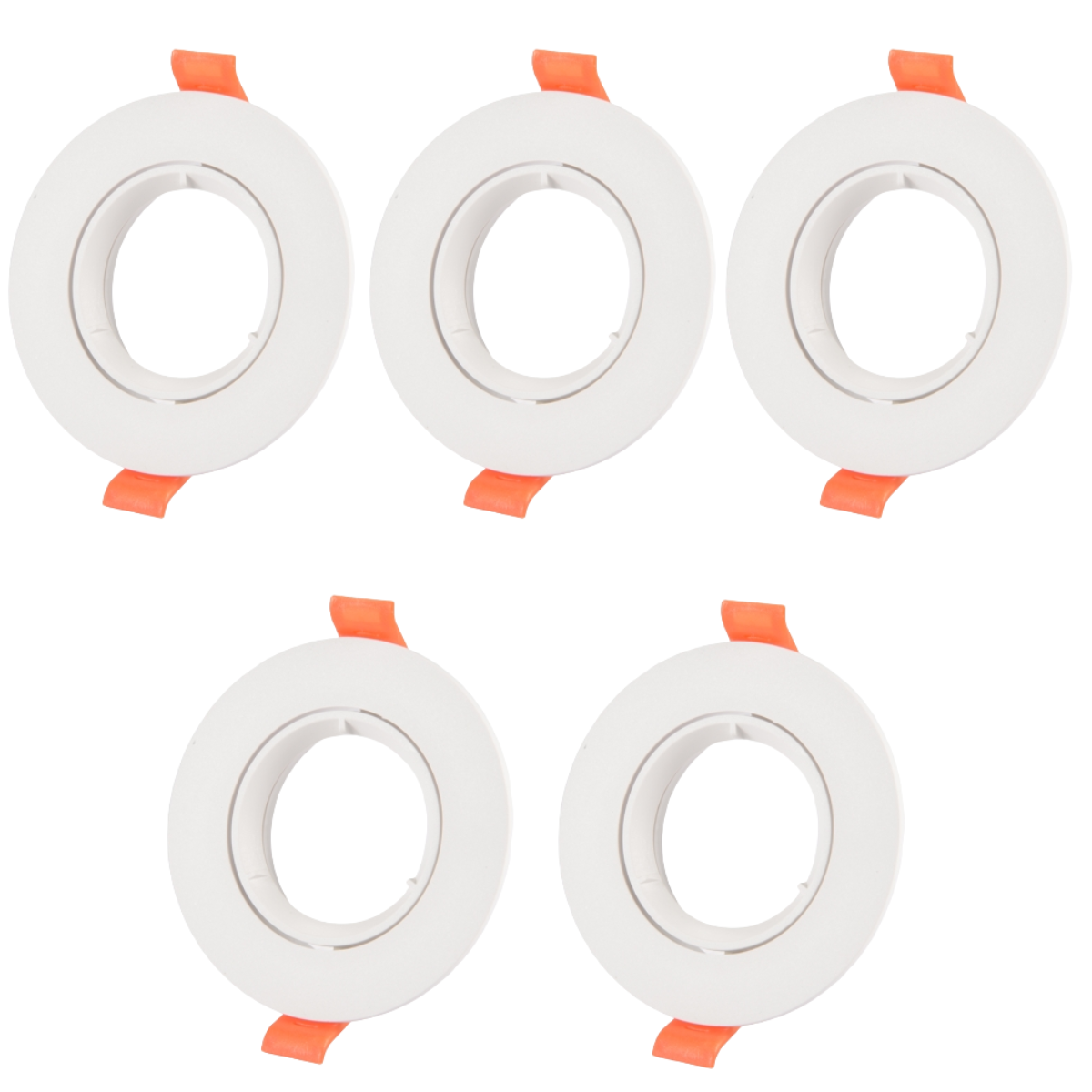 Opakowanie x5 Opakowanie Reflektor wpuszczany z okrągłą ramą pierścieniową do GU10 / MR16 Białe wykończenie 75 mm Ø90 * 45 mm bez diody LED