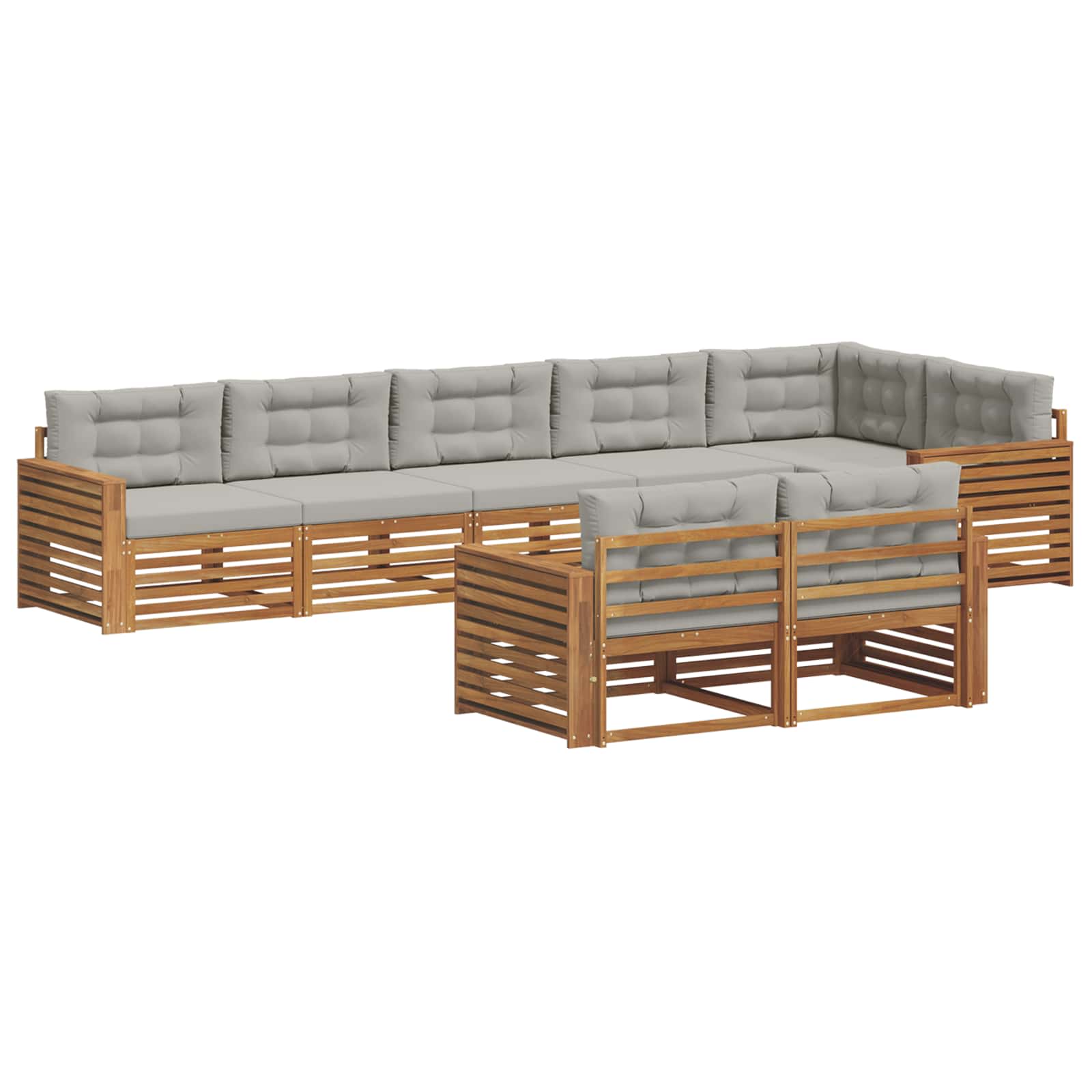 Zestaw sof na zewnątrz z poduszką 8 pcs Naturalny i Jasny Szary