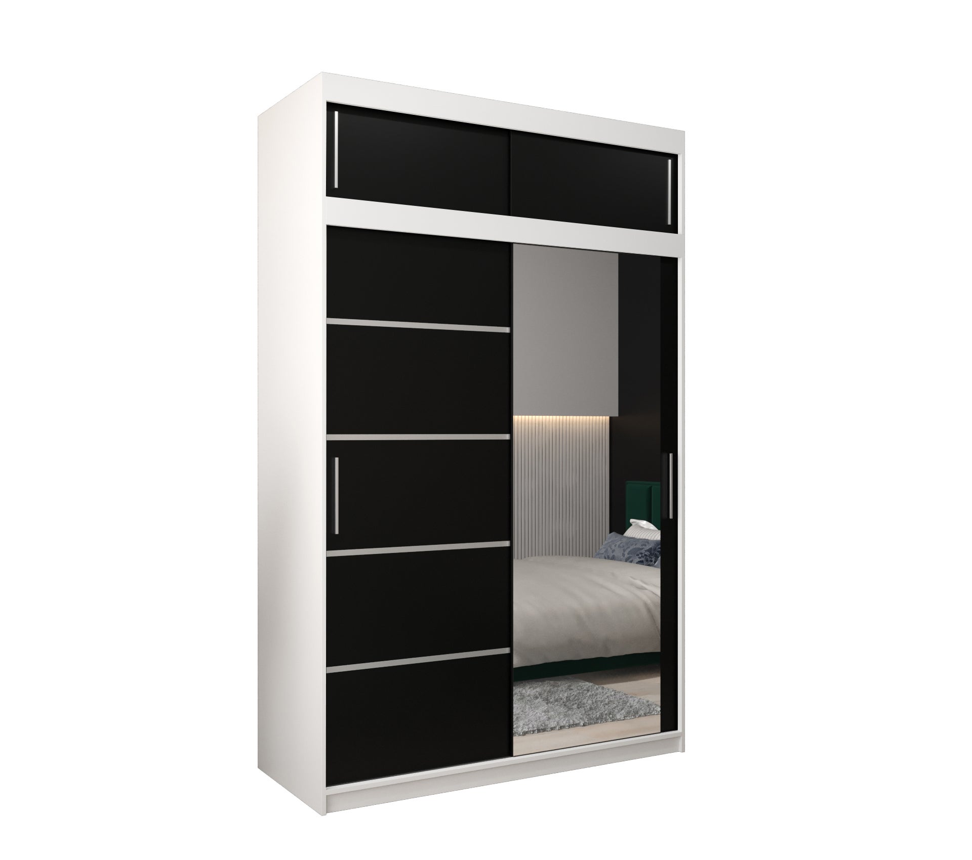 Szafa przesuwna z nadstawką garderoba Verona 2 150 x 62 x 240 cm Biały + Czarny - Abiks Meble