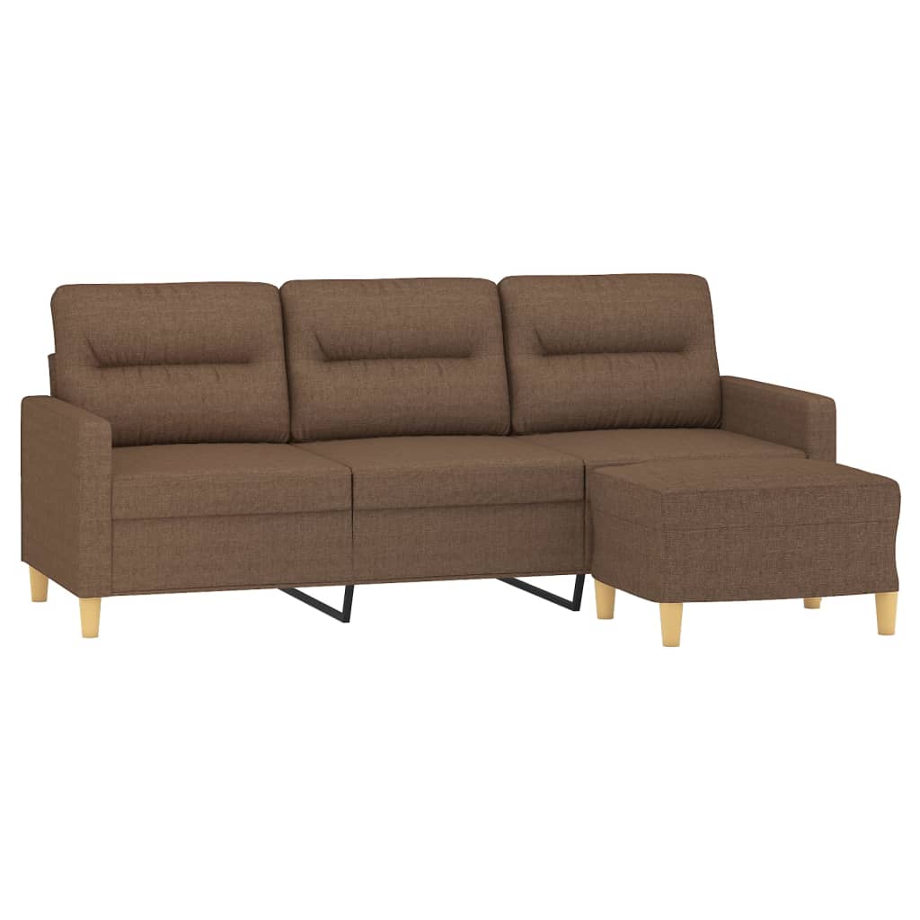 3-osobowa sofa z podnóżkiem, brązowy, 180 cm, tkaniną