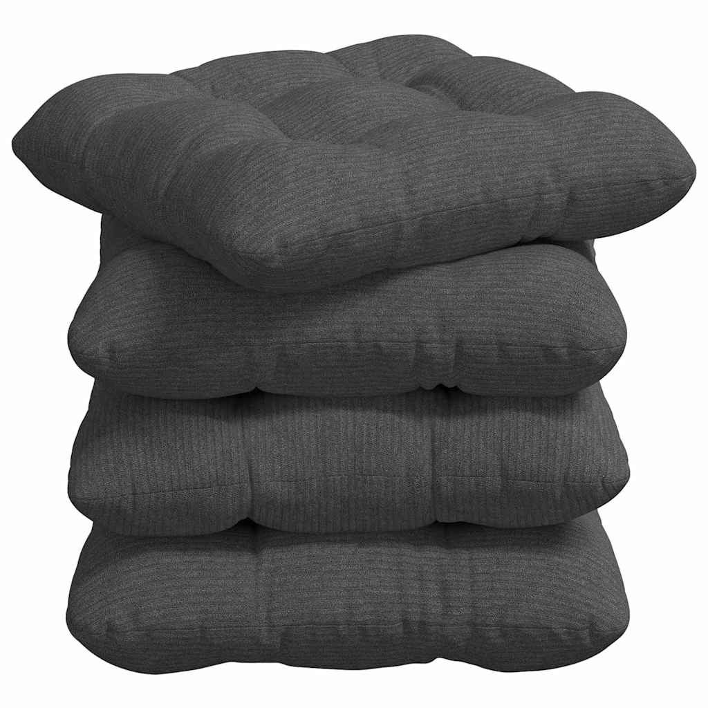 Poduszki na siedziska 4 pcs Tkanina sztruksowa ciemnoszary