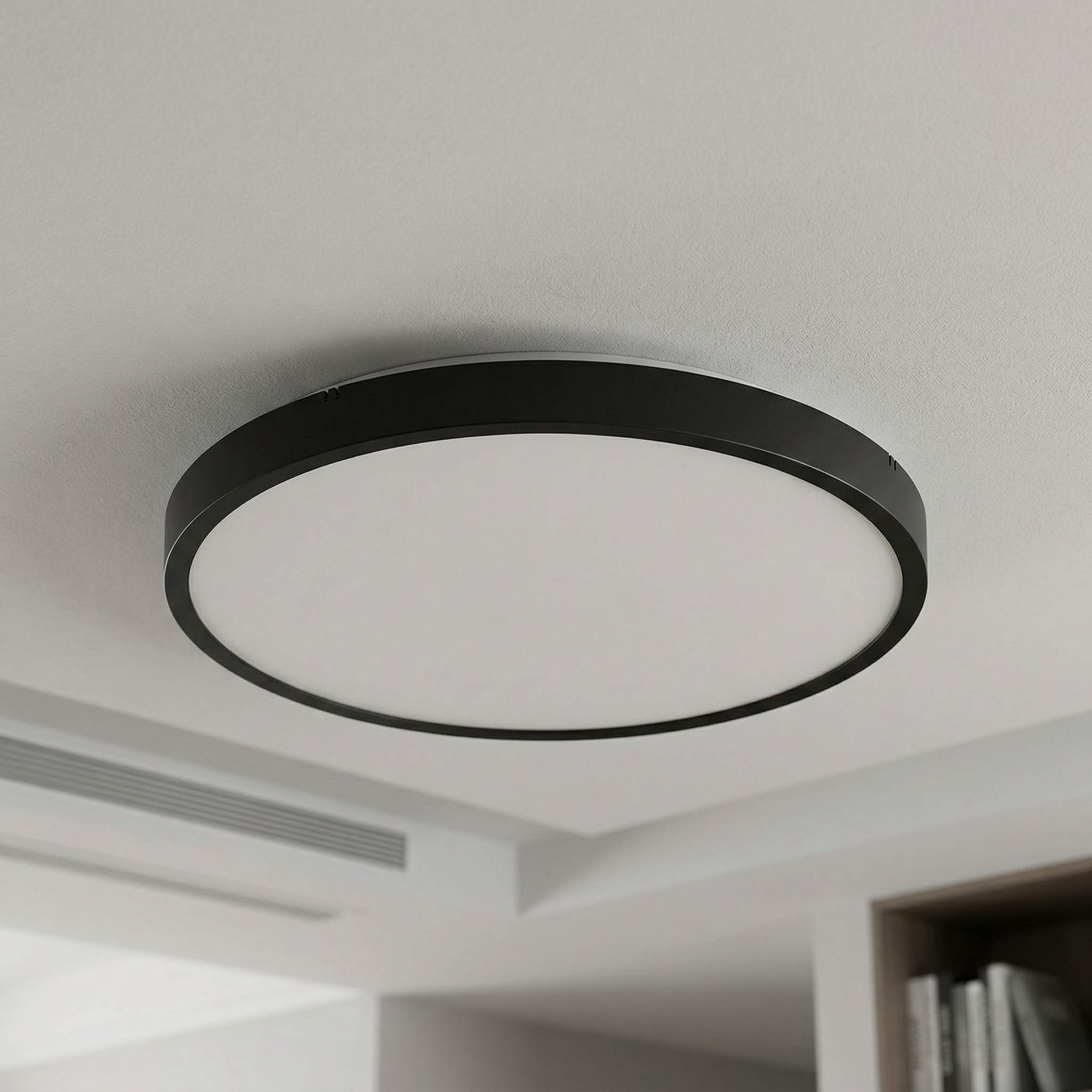 Plafon Alenzo okrągły czarno-biały LED 24W 3000K-6000K 1500lm z pilotem wym: 6,5 x 35,5 cm IP44 tworzywo sztuczne Rabalux