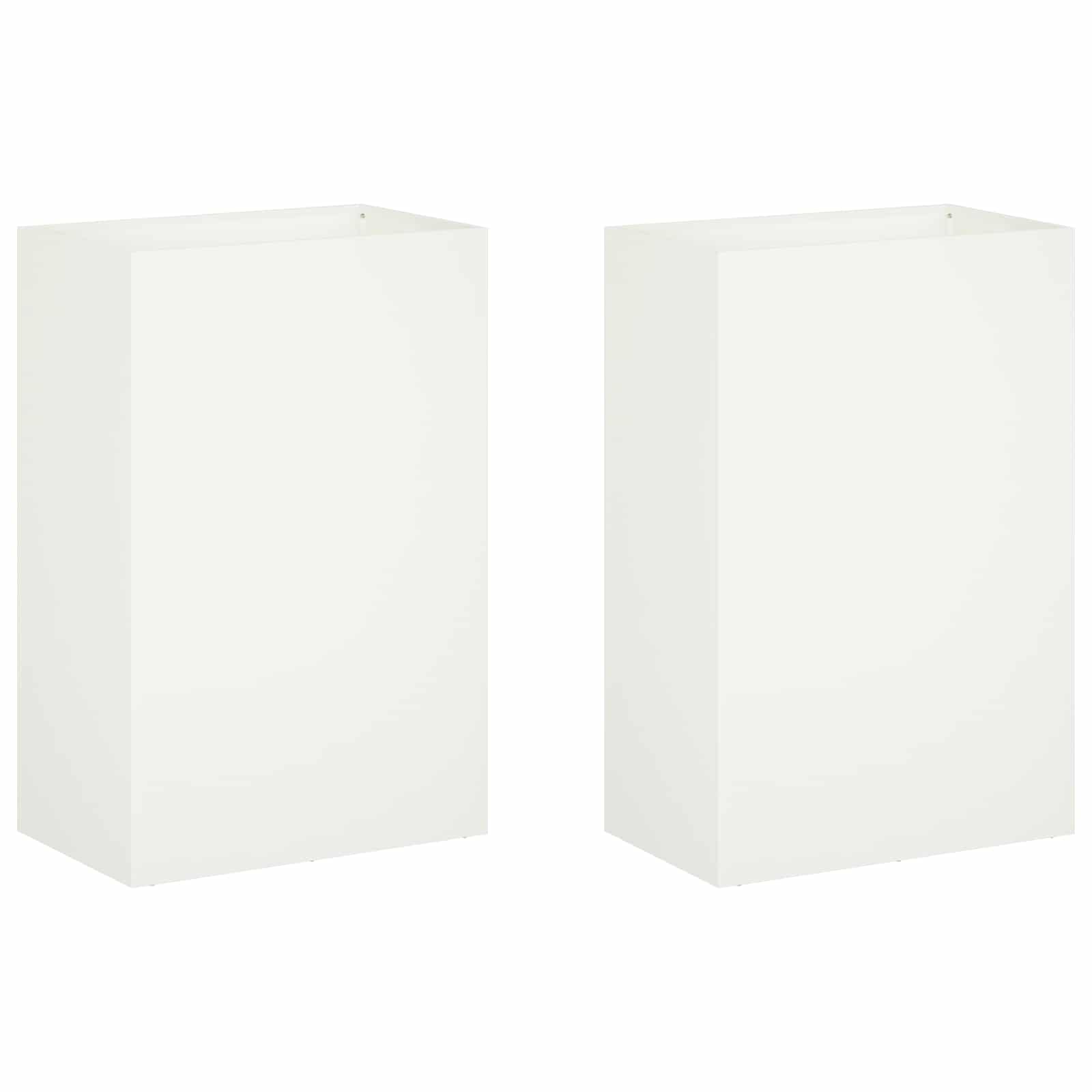 2x Donica Ogrodowa Stalowa 50x40x75 cm Biała na Taras na Balkon na Kwiaty