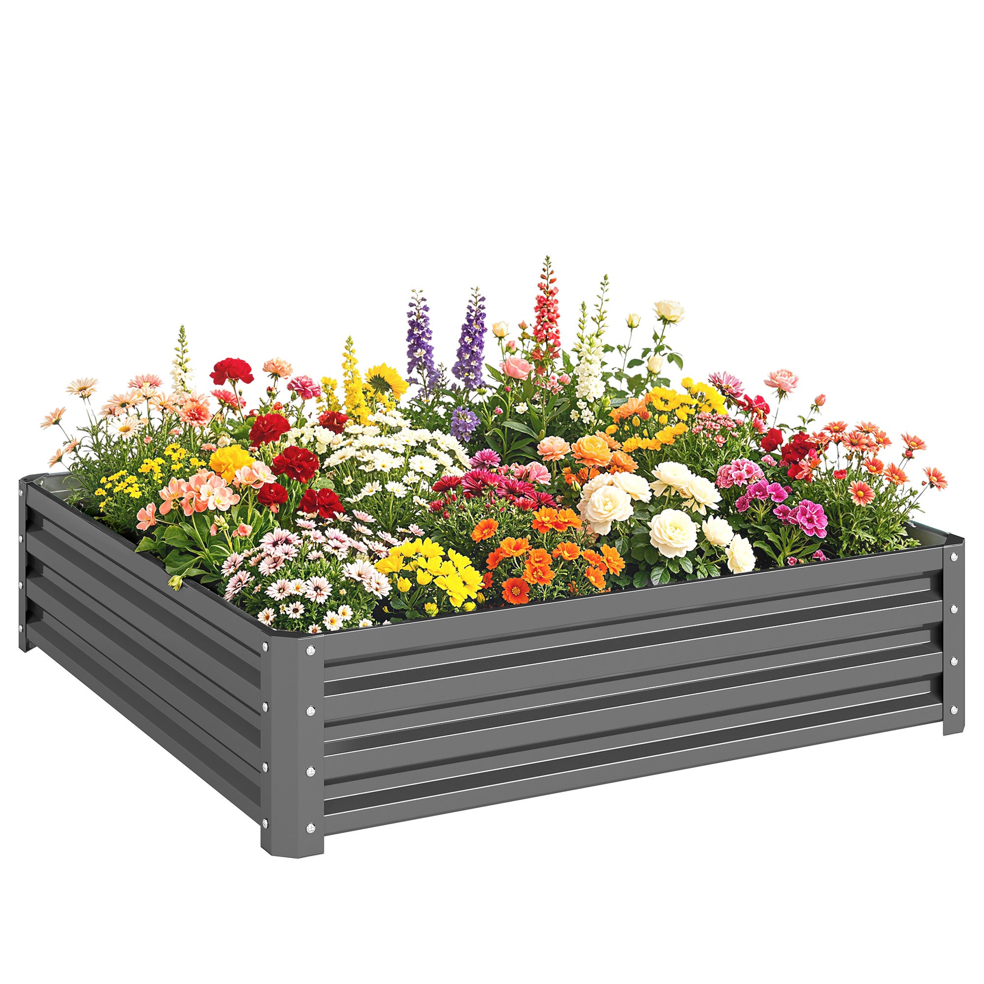 Podwyższona grządka, roślina pudełko ze stali casing, jasny szary, 120 x 120 x 30 cm