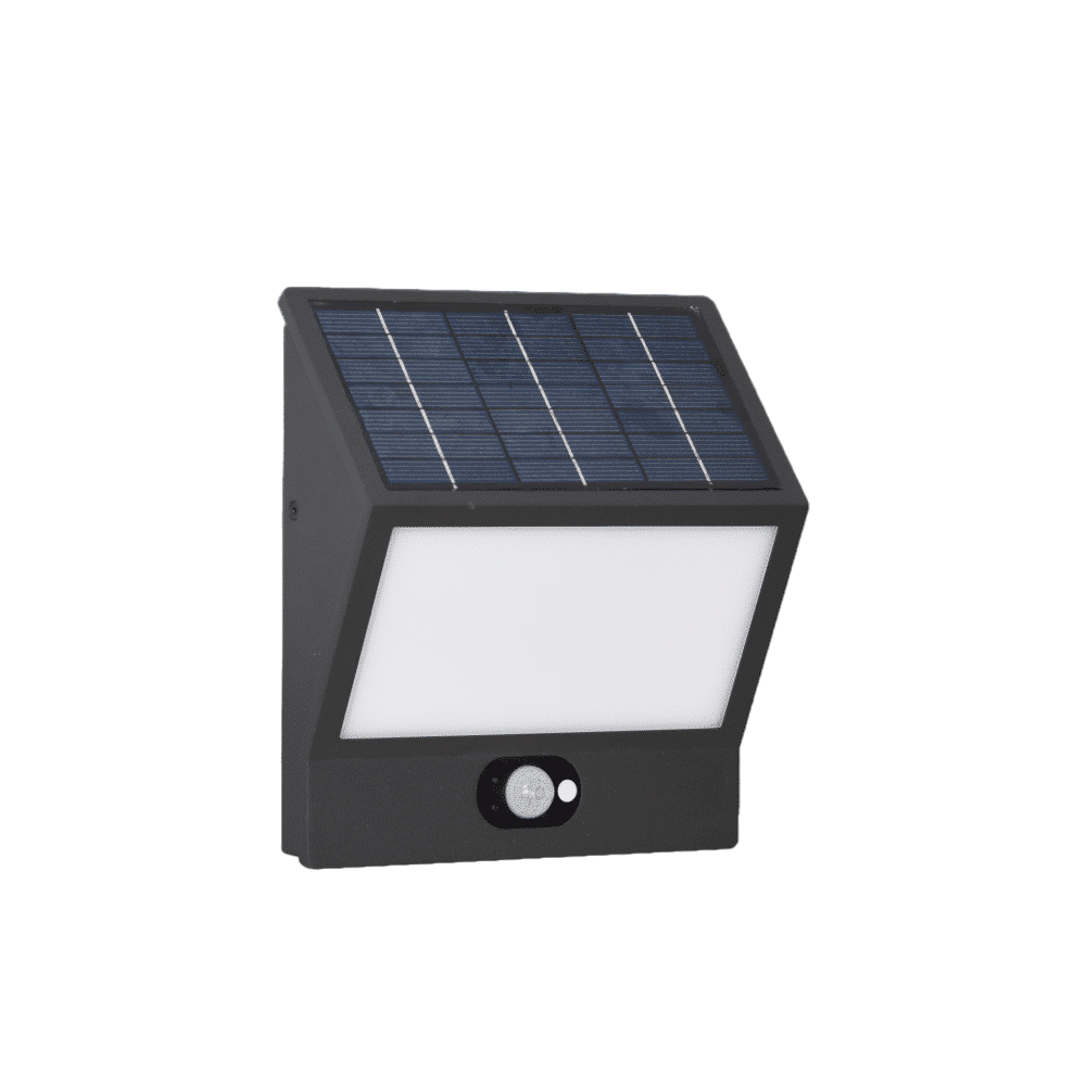 24,5 cm aluminiowy ścienny projektor solarny z czujnikiem, dioda LED 3 W 4000 K – czarny