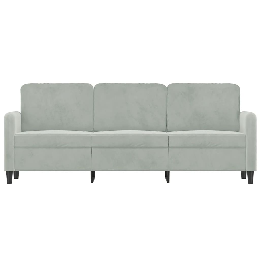 Sofa 3-osobowa, jasnoszara, 180 cm, tapicerowana aksamitem