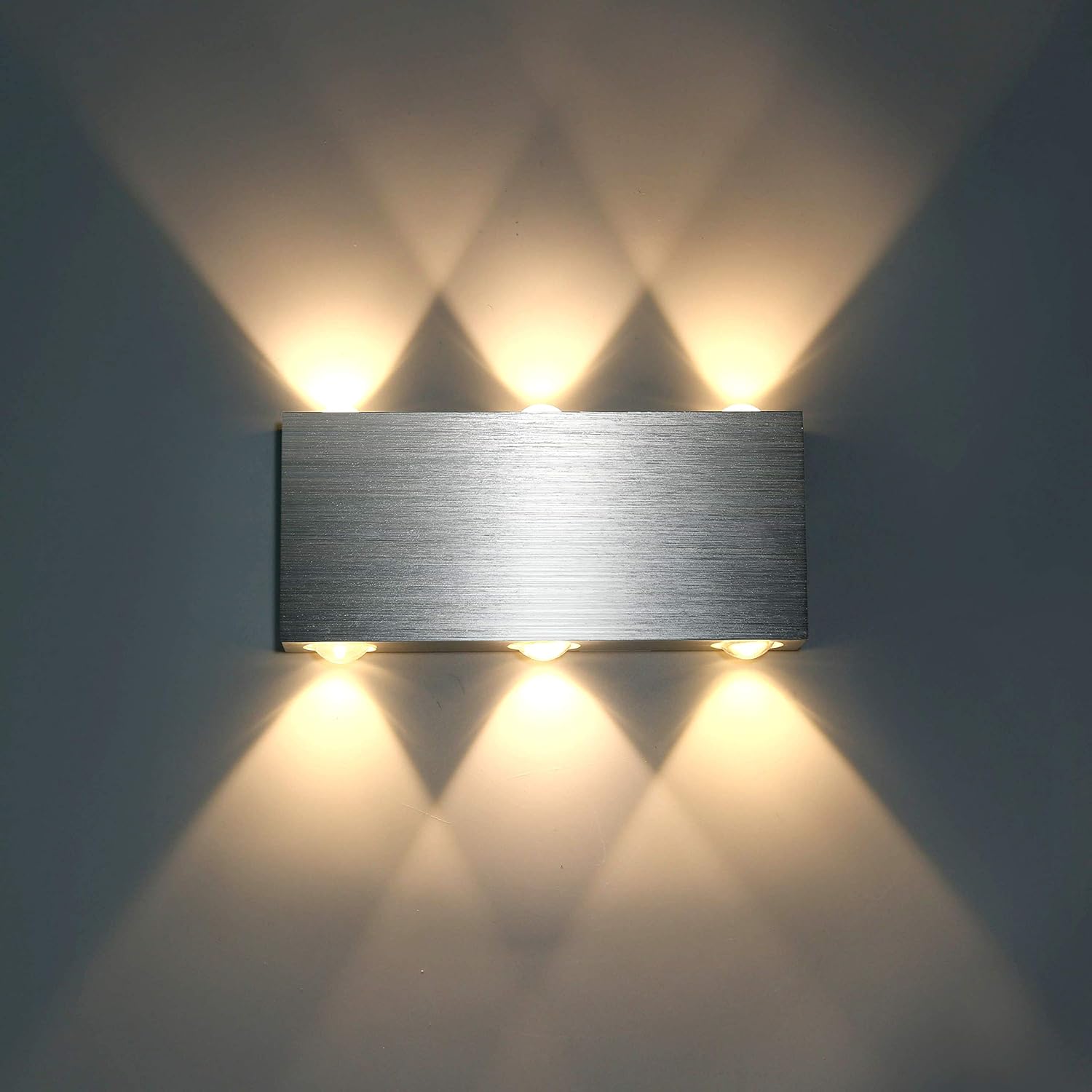 Lampa ścienna LED 6W Wewnątrz Lampa nowoczesna prostokątna Up Down z aluminium Oświetlenie dekoracyjne Światło ciepłe białe