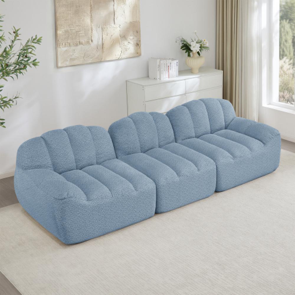 Modułowa sofa 3-osobowa w stylu muszli, głębokie poduszki, do salonu i mieszkania, nie wymaga montażu