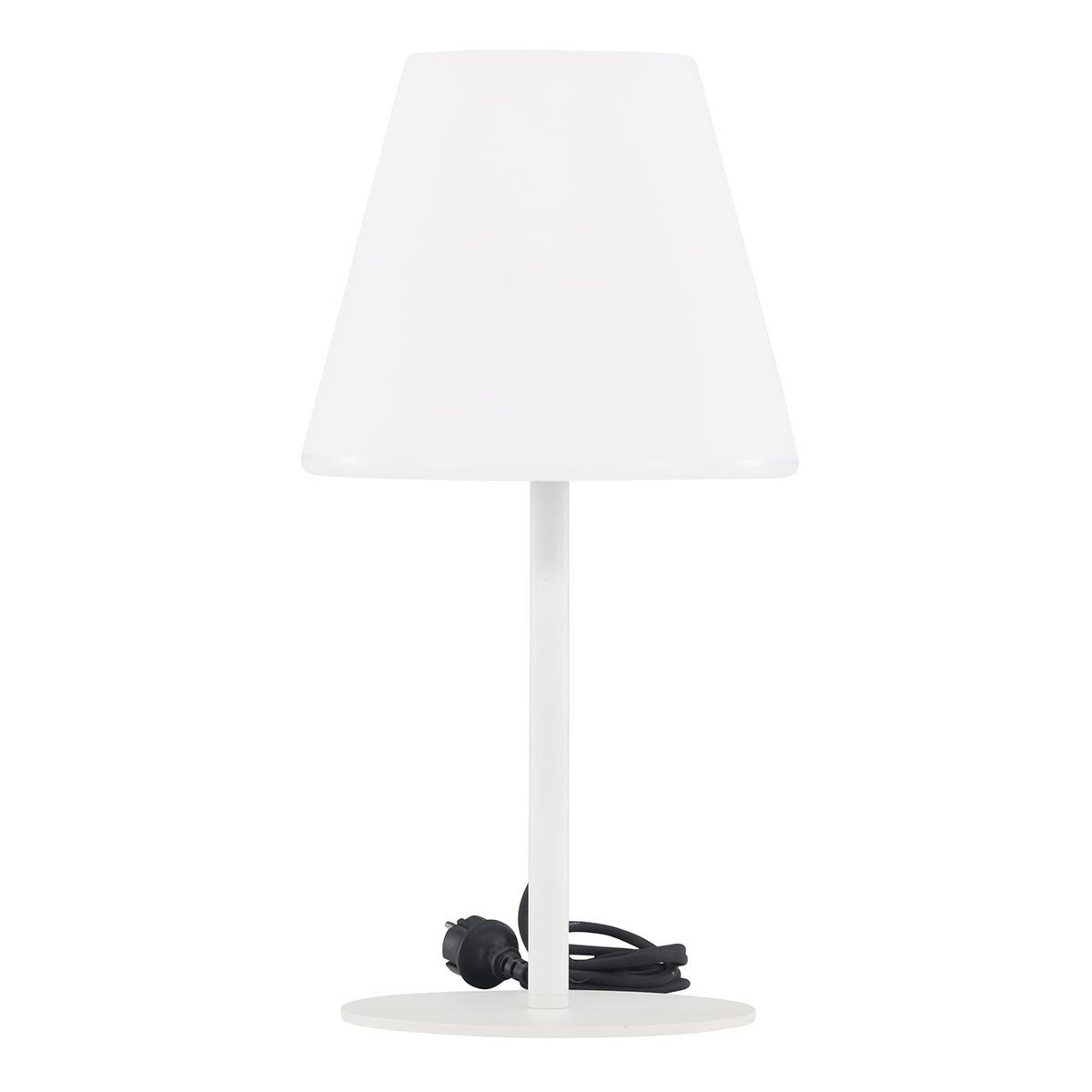 Moris lampka stołowa na zewnątrz biała.