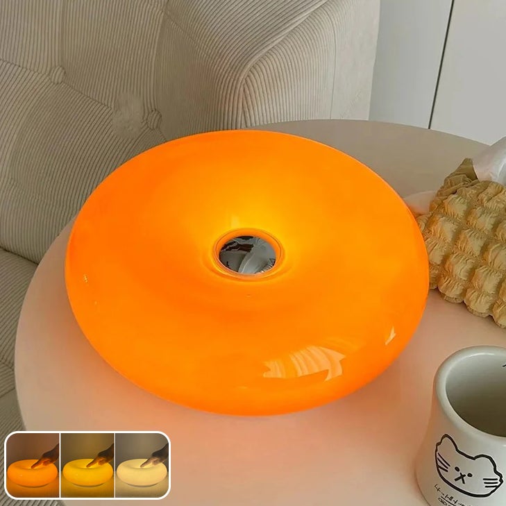 Lampka biurkowa w kształcie pączka, dotykowa, światło otoczenia w stylu retro Bauhaus, lampka biurkowa LED, 3 tryby oświetlenia, pomarańczowa