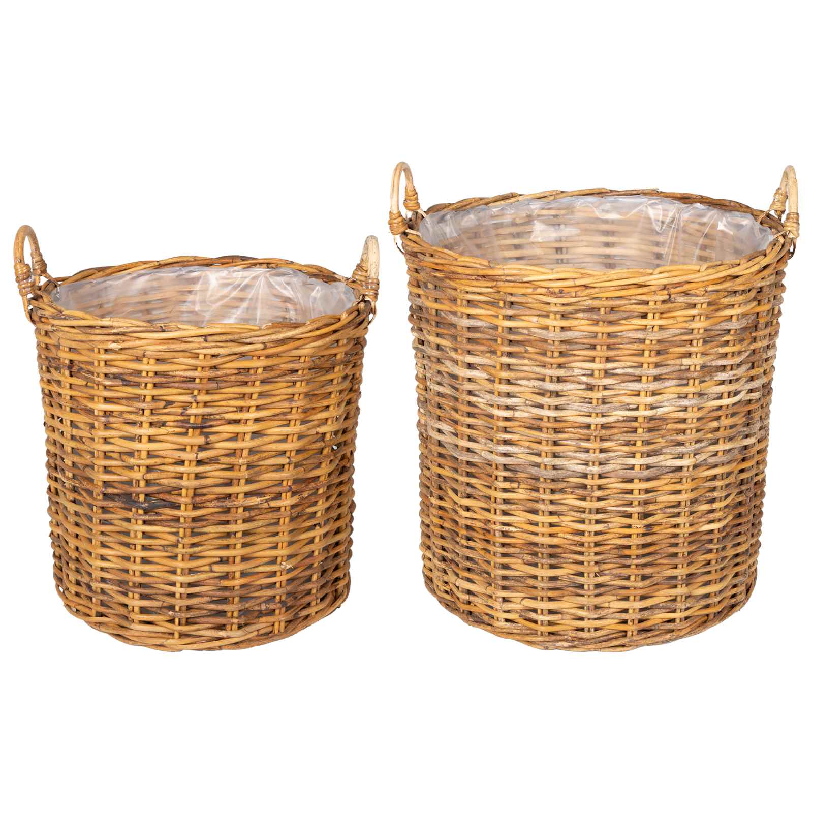2x Kosz na Rośliny Rattanowy w Naturalnym Brązie do Ogrodu
