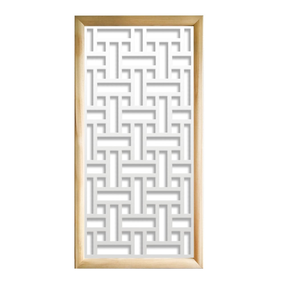 TRAMA - Moduły dekoracyjne prostokątne z drewna i PCV - wymiary 73x148 cm - grubość 64 mm - kolor wewnętrzny BIAŁY