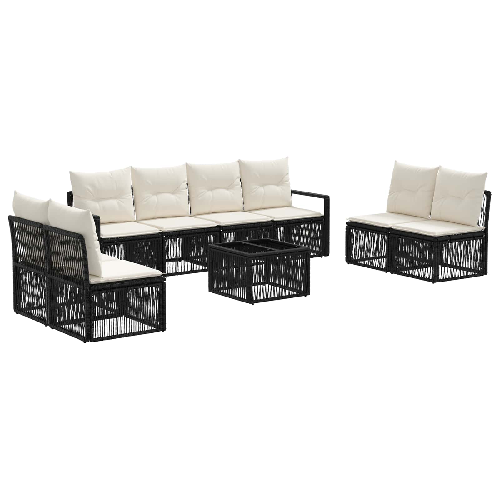 Zestaw Sof na Ogród 9 pcs Czarny polirattan vidaXL