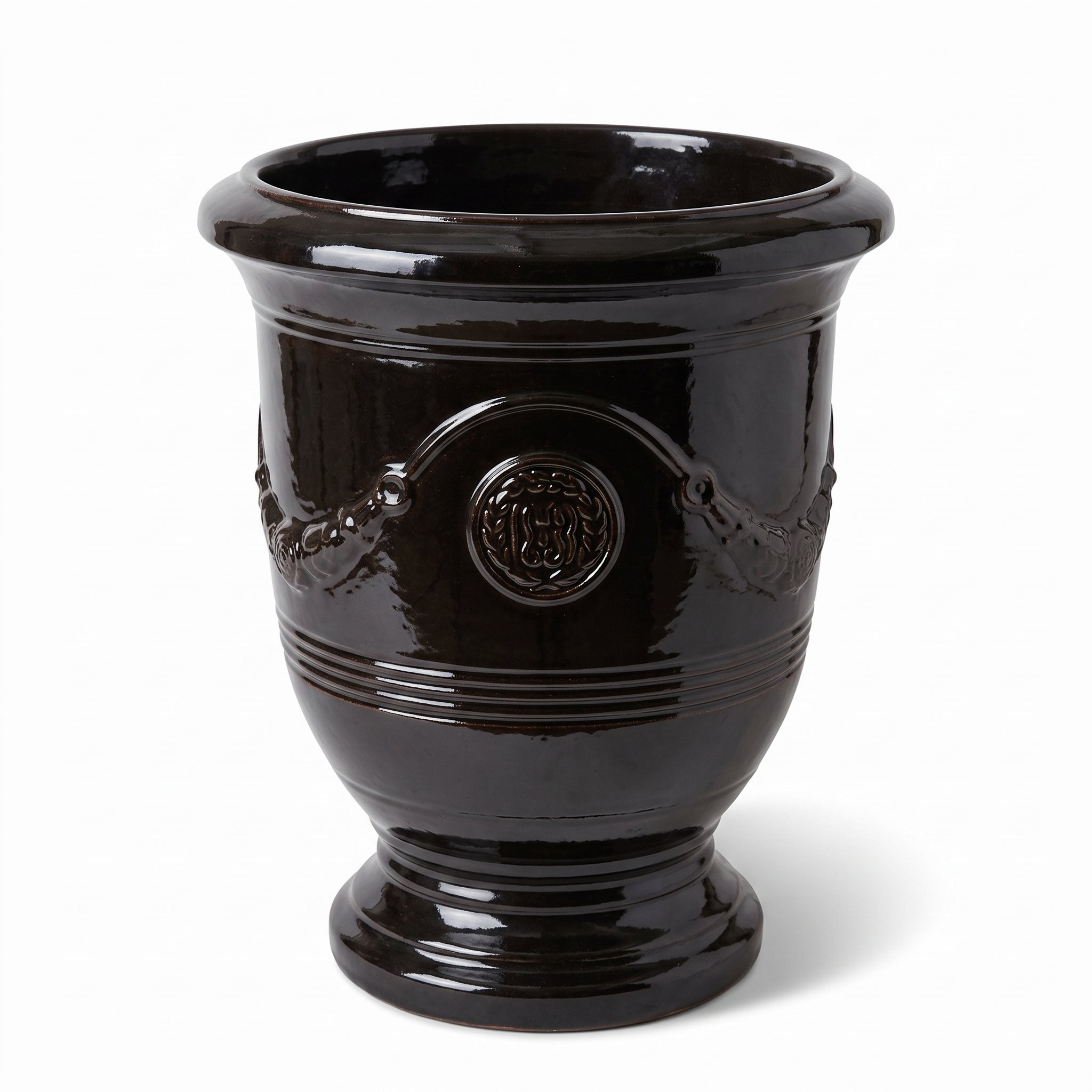 Donica ceramiczna Provencelia RICHELIEU Czarny, sred.46 x H56 cm, mrozoodporna, rękodzieło, szkliwiona