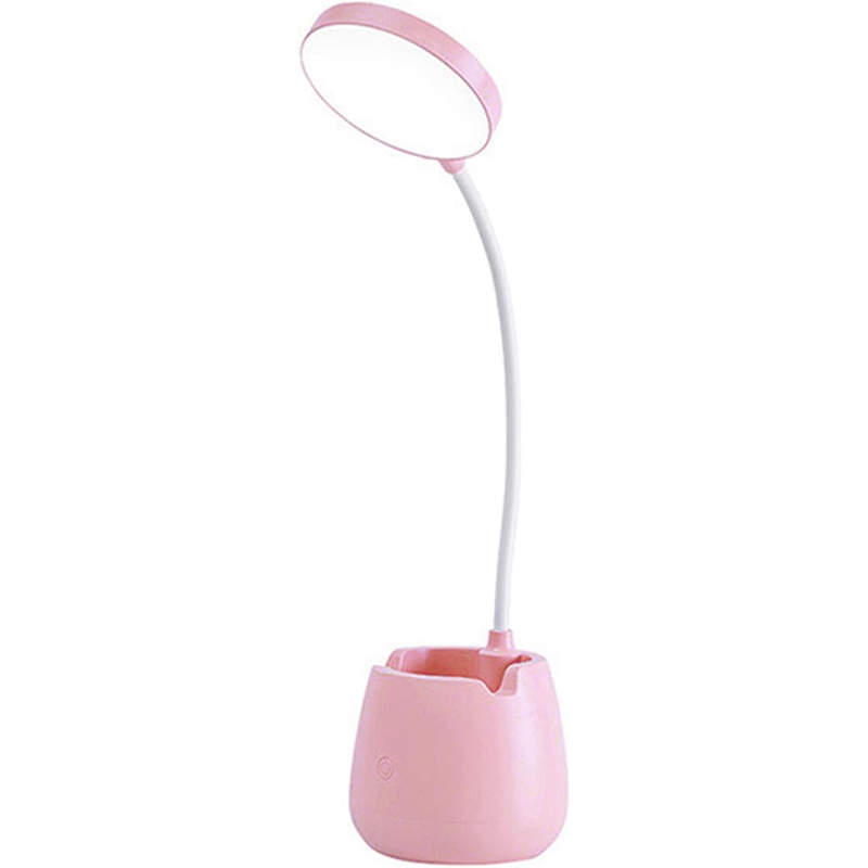 Lampka biurkowa LED, ściemnialna, do czytania, z portem ładowania USB, mała lampka biurkowa z ochroną oczu (różowa)