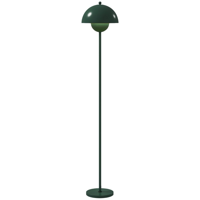 Zielona lampa podłogowa 155cm, stalowy stojak i okrągły klosz, światło pośrednie gwint E27 z włącznikiem do salonu sypialni oraz biura