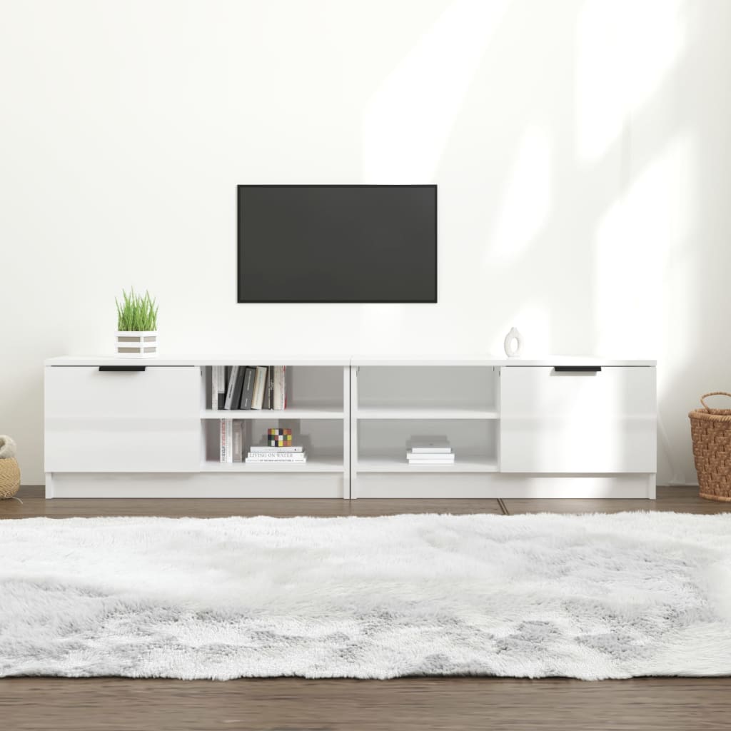 Szafki pod TV, 2 szt., białe, wysoki połysk, 80x35x36,5 cm vidaXL