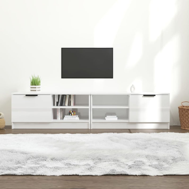 Szafki pod TV, 2 szt., białe, wysoki połysk, 80x35x36,5 cm vidaXL