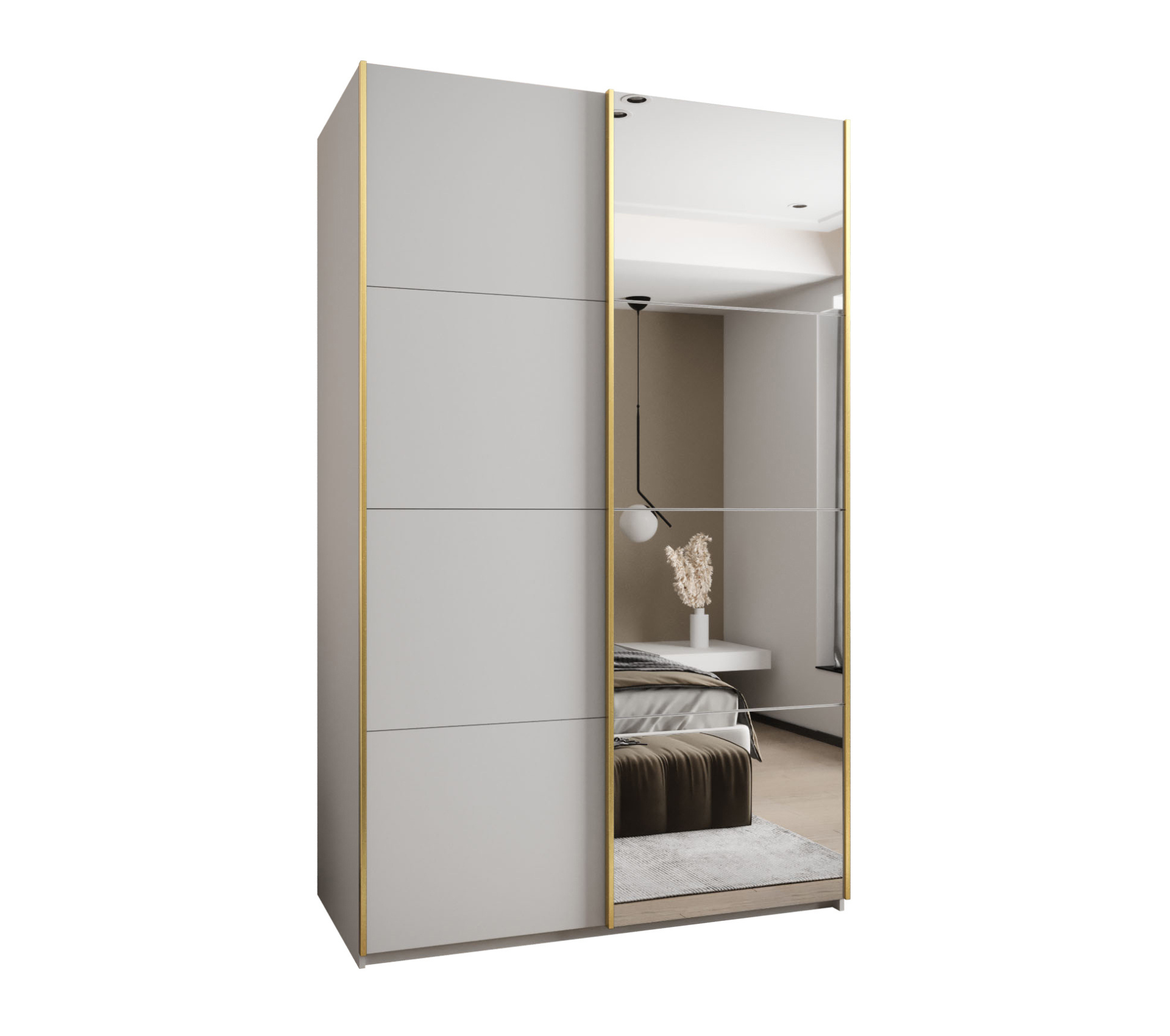 Szafa przesuwna wysoka Lux 3 150 x 64 x 245,5 cm biały + biały + u. złoty - Abiks Meble