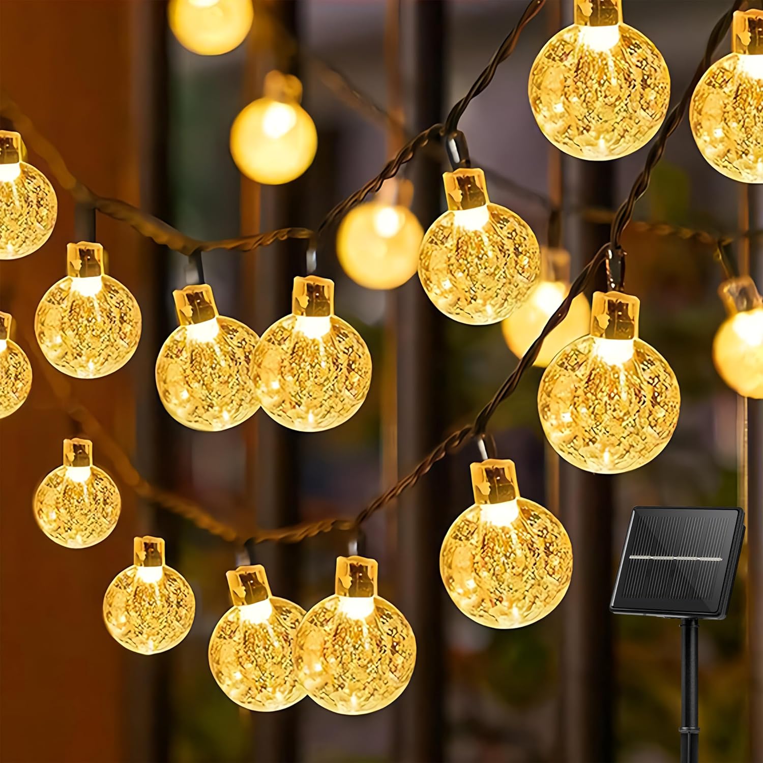 Zewnętrzna solarna girlanda świetlna, 6,5 metra, 30 LED, wodoodporna IP65, 8 trybów, odpowiednia do ogrodu, na ślub, imprezę, Boże Narodzenie