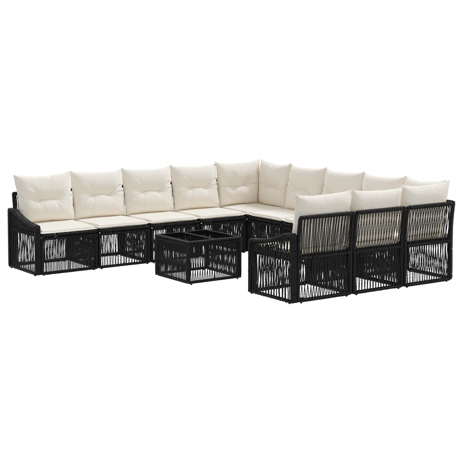 Zestaw Sof na Ogród 12 pcs Czarny polirattan vidaXL
