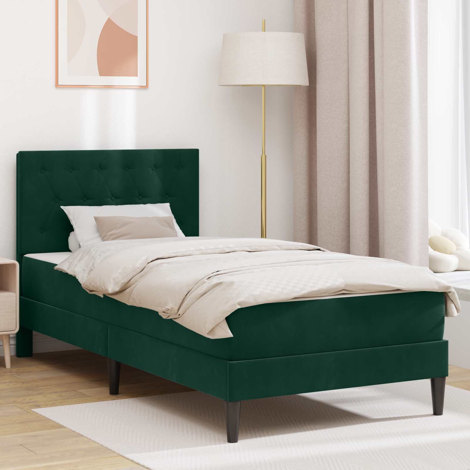 Rama łóżka z materacem Ciemna zieleń 80 x 200 cm Aksamit vidaXL