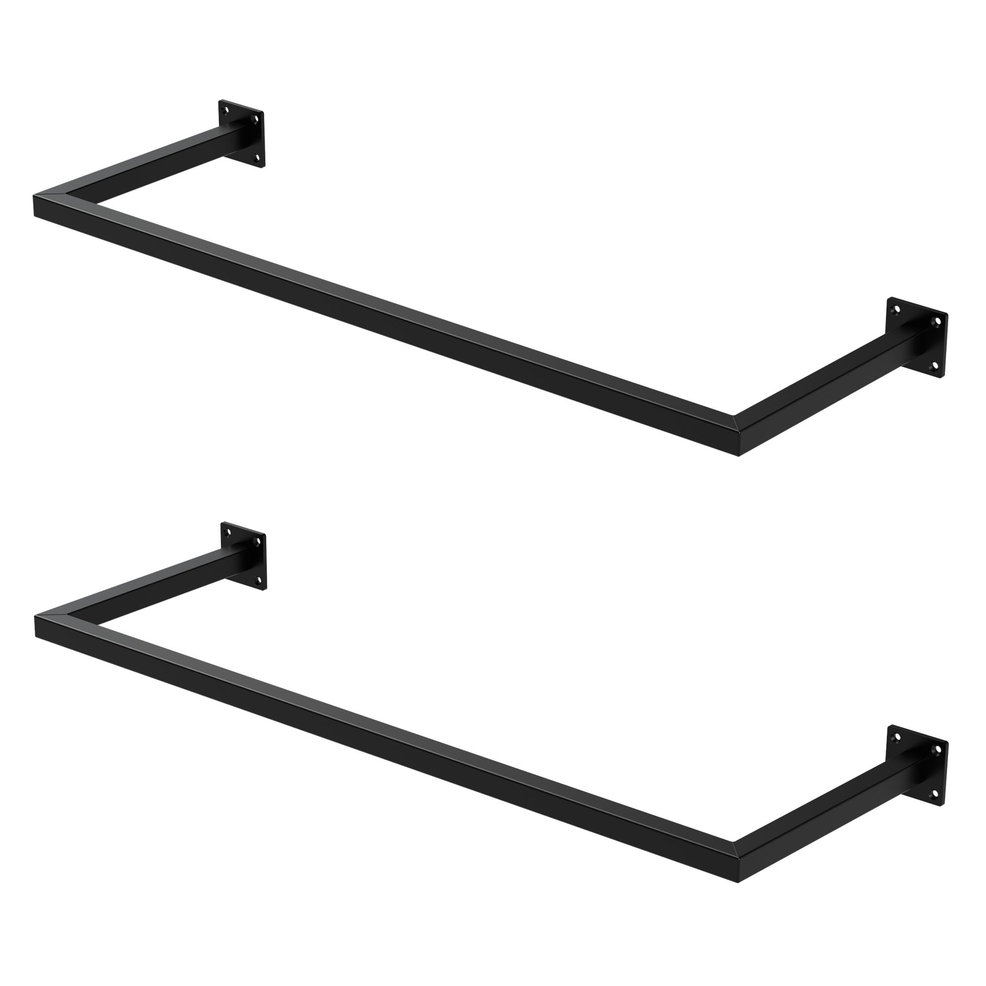 ML-Design Zestaw 2 prostokatnych wieszaków do montazu na scianie, D30cm x W90cm, czarny, wykonany ze stali
