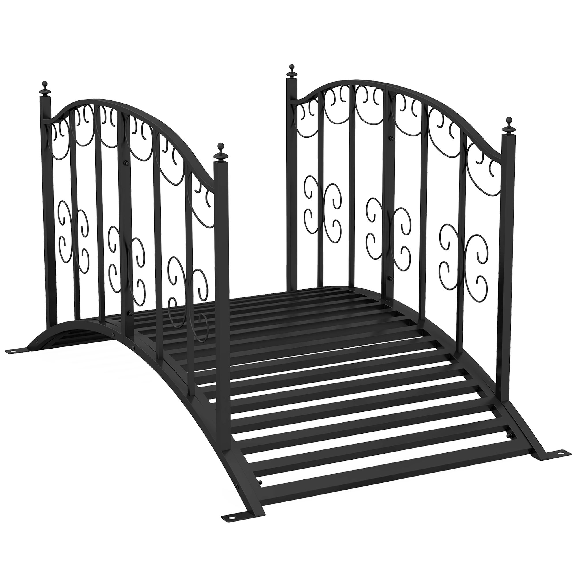 Ogród Bridge stal Bridge z bok Handrails, MAKSYMALNE OBCIĄŻENIE 120 KG, ogród Decoration, 119 x 67 x 70 cm czarny