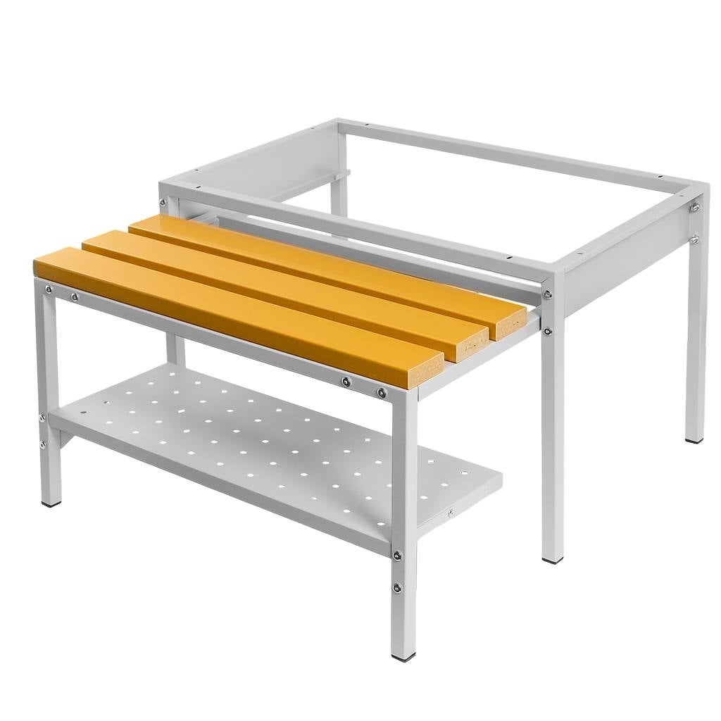 Podstawa z wysuwaną ławeczką WPC pod szafkę BHP wraz z półką na buty Mega-M 80x80x43cm skręcana