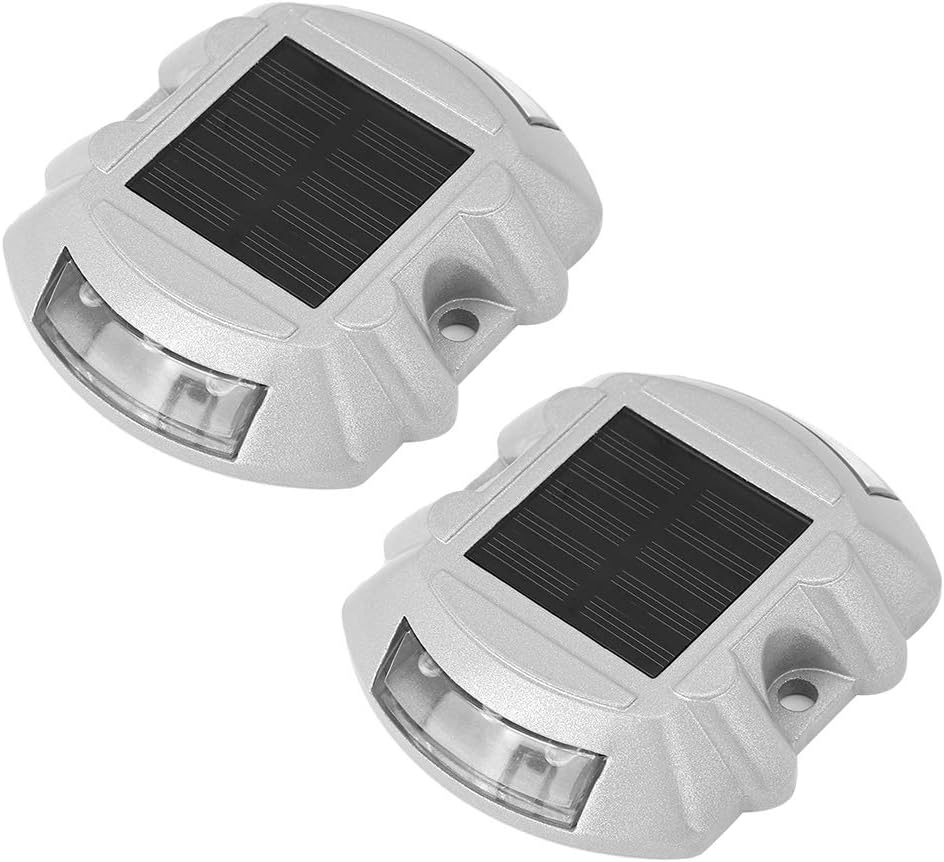 Zestaw 2 lamp słupkowych zasilanych energią słoneczną, składających się z 6 diod LED, do ścieżek, ogrodu, trawnika, tarasu, wodoodpornych.