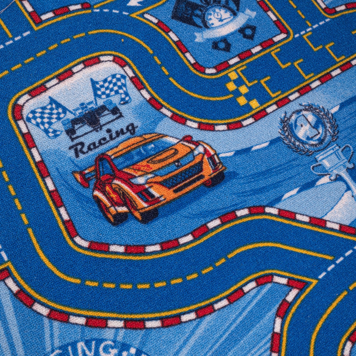 Wykładzina dywanowa na metry dziecięca Ulice Racers szer. 4m niebieski cena za 1 m²