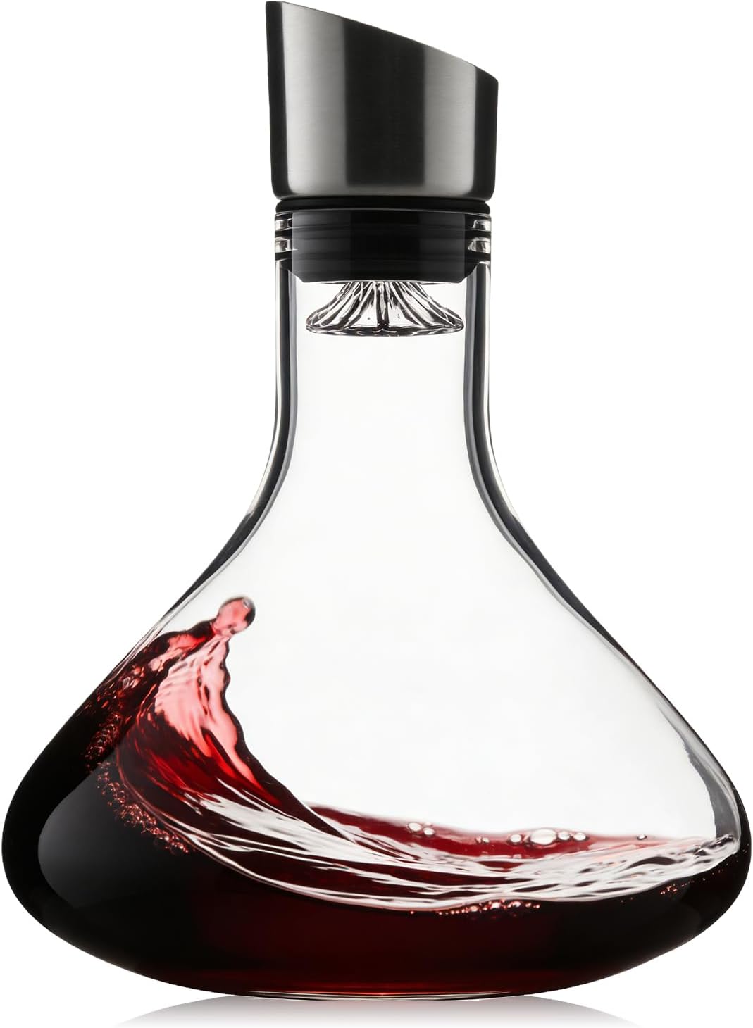Karafka do czerwonego wina z napowietrzaczem - Dekanter ze szkła kryształowego - Dekanter ze zintegrowanym napowietrzaczem (1500 ml)