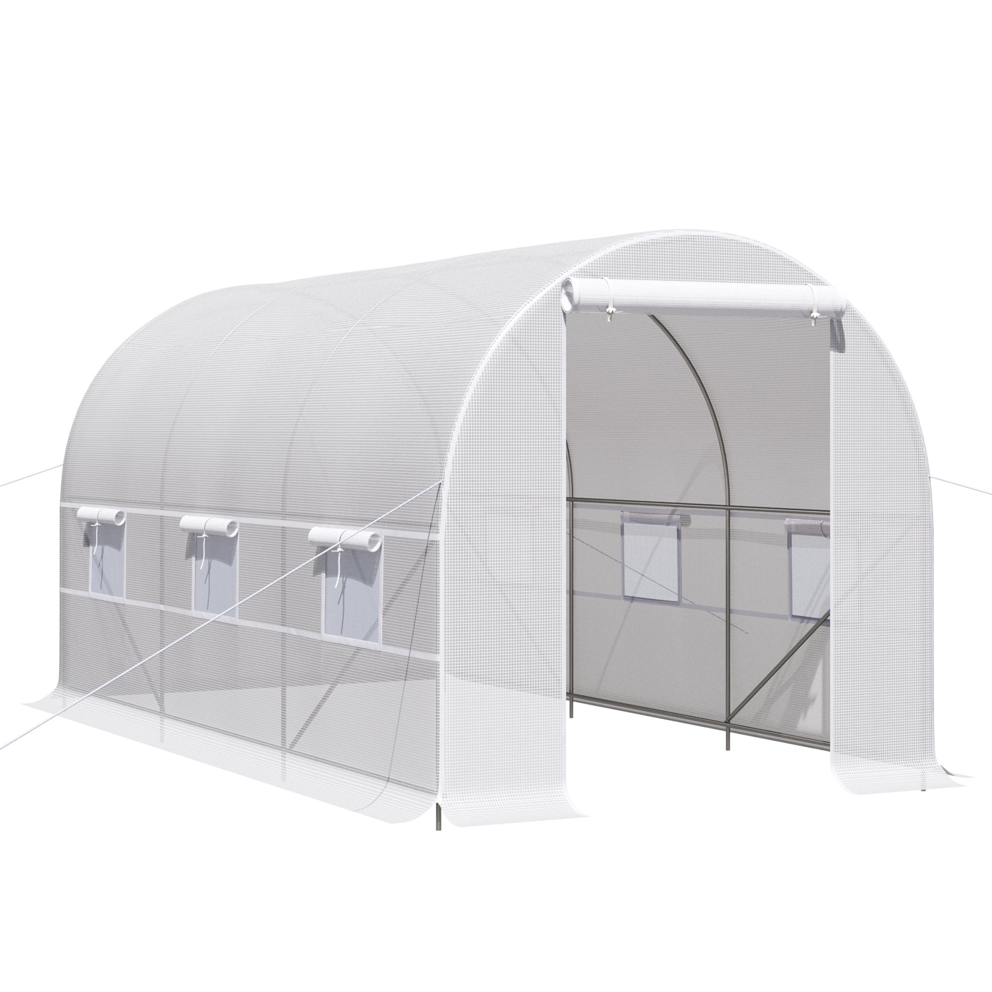 Szklarnia tunelowa 400 x 200 x 200 cm, szklarnia ogrodowa z bramą rolowaną i 6 oknami, polietylen 140 g/m², kolor biały, odporna na promieniowanie UV