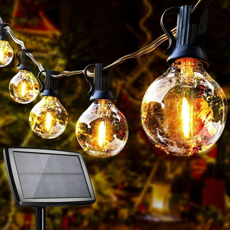 Zewnętrzne lampki solarne, 10 żarówek LED, wodoodporność IP65, 4 tryby oświetlenia, do ogrodu, na imprezę, na patio