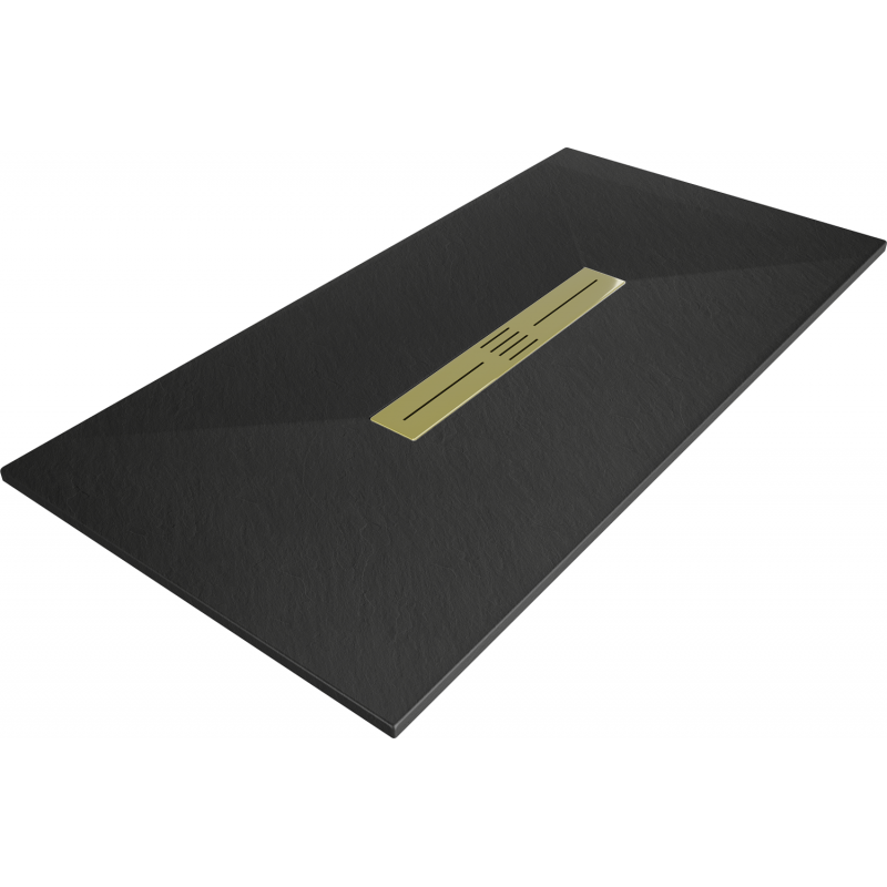 Mexen Toro brodzik prostokątny SMC 150 x 80 cm, czarny, maskownica złota - 43708015-G