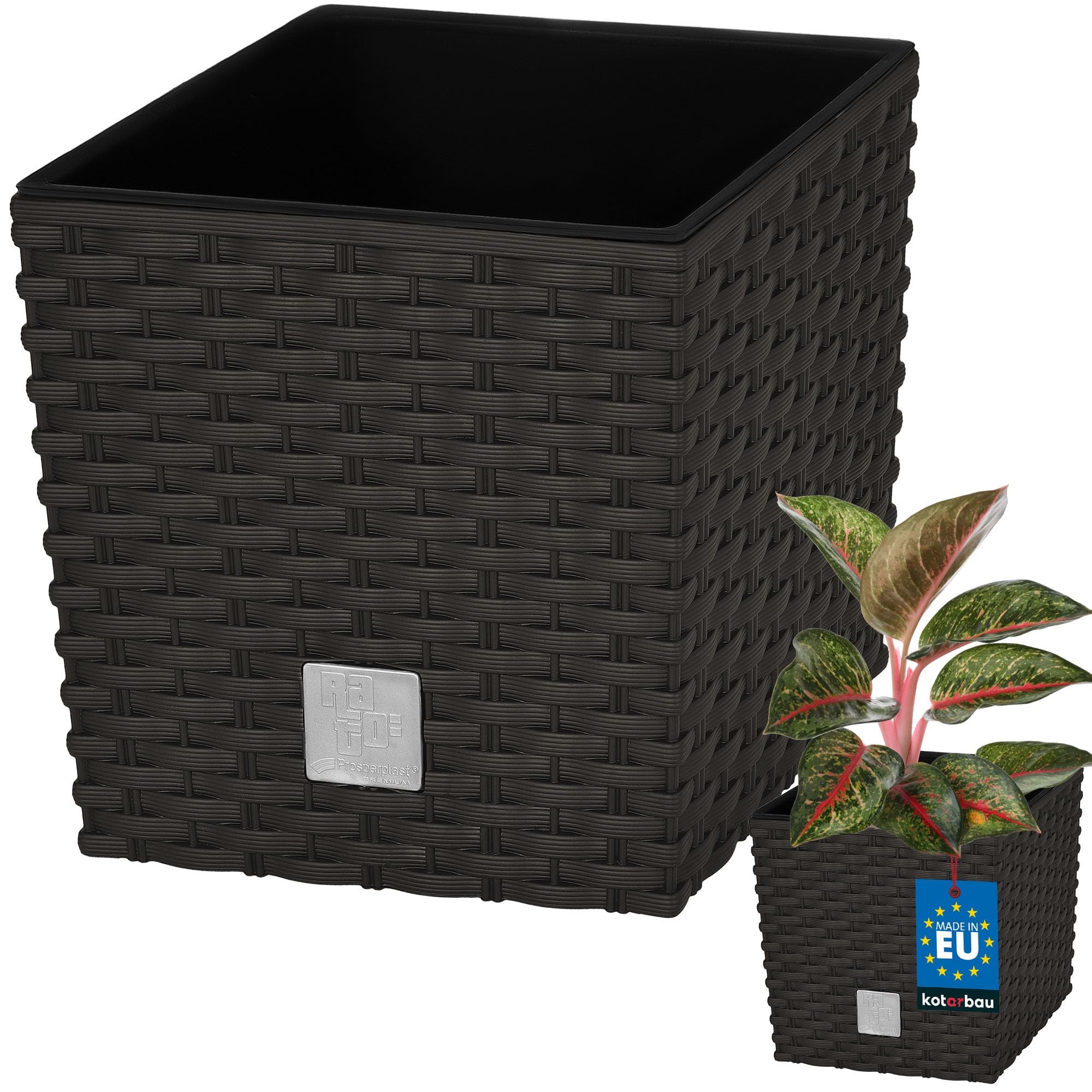 Donica doniczka 20 cm ogrodowa balkon taras kwiaty rattan umbra wkład ogród - KOTARBAU